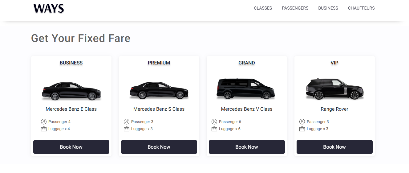 Ways Cars – Chauffeur Booking